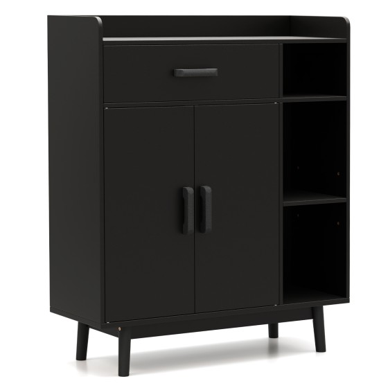OUTGOO Floor Storage Cabinet Free Standing Cupboard Chest with 1 Drawer for Home, Patio, Outdoor and Everyday Use