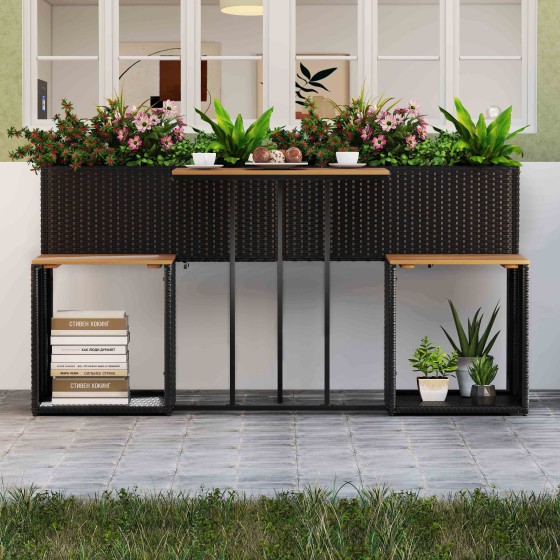 OUTGOO Patio Furniture Set with Raised Garden Bed for Porch and Yard for Home, Patio, Outdoor and Everyday Use
