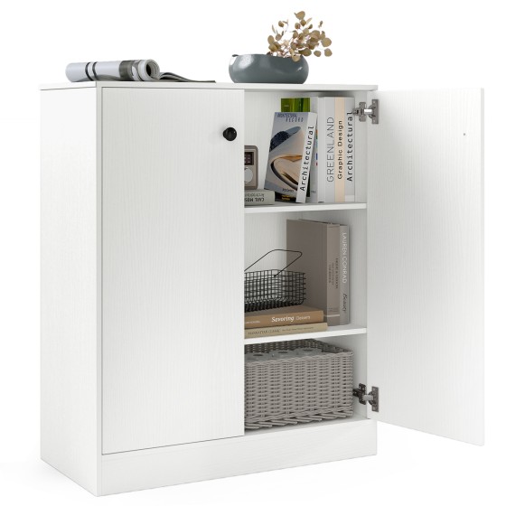 OUTGOO 2 Door Storage Base Cabinet with 3-Tier Shelf for Home, Patio, Outdoor and Everyday Use