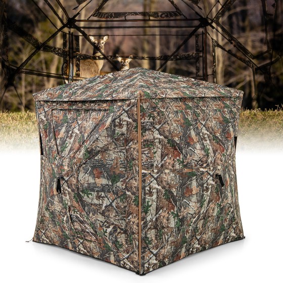 OUTGOO 5-IN-1 Detachable Hunting Blind for 2-3 People with Skylight for Home, Patio, Outdoor and Everyday Use