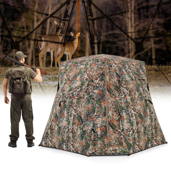 OUTGOO 360° One Way See Through Ground Hunting Blind for Deer and Turkey Hunting