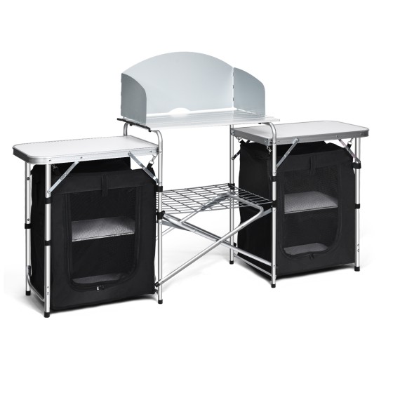 OUTGOO Folding Camping Table with Storage Organizer for Home, Patio, Outdoor and Everyday Use