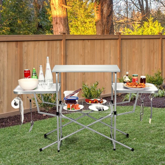 OUTGOO Foldable Outdoor BBQ Table Grilling Stand for Home, Patio, Outdoor and Everyday Use