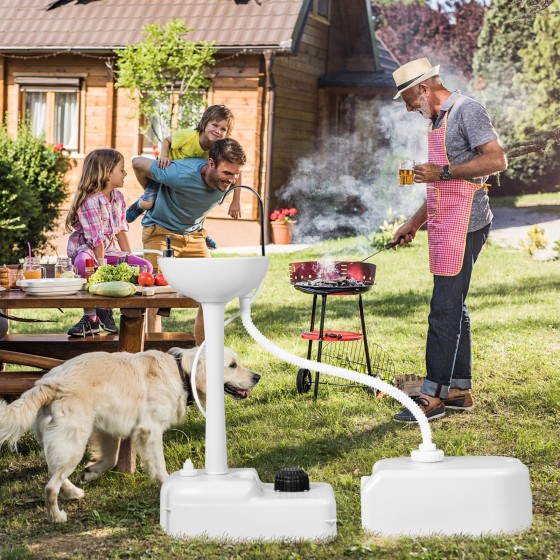 OUTGOO Camping Hand Wash Station Basin Stand with 4.5 Gallon Tank for Home, Patio, Outdoor and Everyday Use