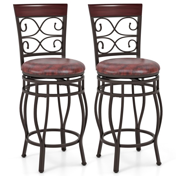 OUTGOO Set of 2 26 Inch Bar Stool with Backrest and Footrest for Home Organization and Everyday Living