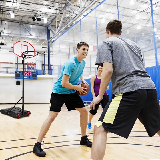OUTGOO Adjustable Basketball Hoop System Stand with Wheels for Active Play, Training and Family Fun