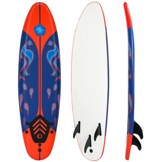 OUTGOO 6 Feet Surfboard with 3 Detachable Fins for Water Sports, Travel and Outdoor Adventures