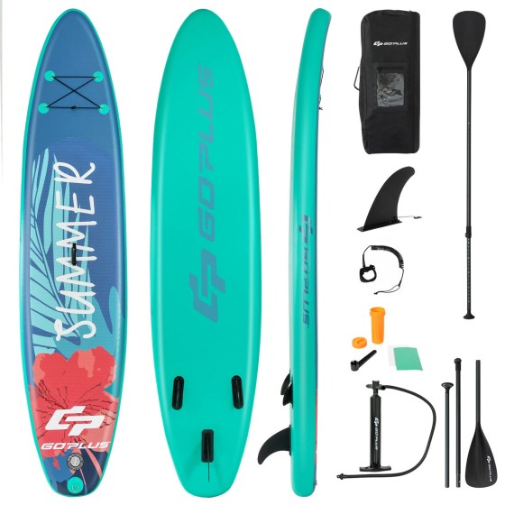 OUTGOO 10 Feet Inflatable Stand Up Paddle Board with Backpack Leash Aluminum Paddle