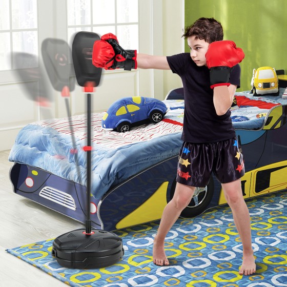 OUTGOO Inflation-Free Boxing set with Punching Bag and Boxing Gloves Quick Rebound Design for 5+ Years Old Kids