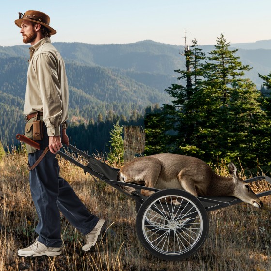 OUTGOO 550 LBS Folding Deer Game Cart with Polyester Liner for Hunting for Home, Patio, Outdoor and Everyday Use