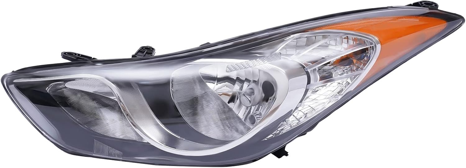 OUTGOO - For 2011 2012 2013 Hyundai Elantra Halogen Right Passenger Side Headlight Head Lamp Assembly Chrome Housing Replaces 92102-3Y000