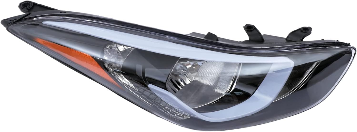 OUTGOO - For 2014 2015 2016 Hyundai Elantra Right Passenger Side Headlight Headlamp Replacement Chrome Housing Clear Lens 92102-3Y500