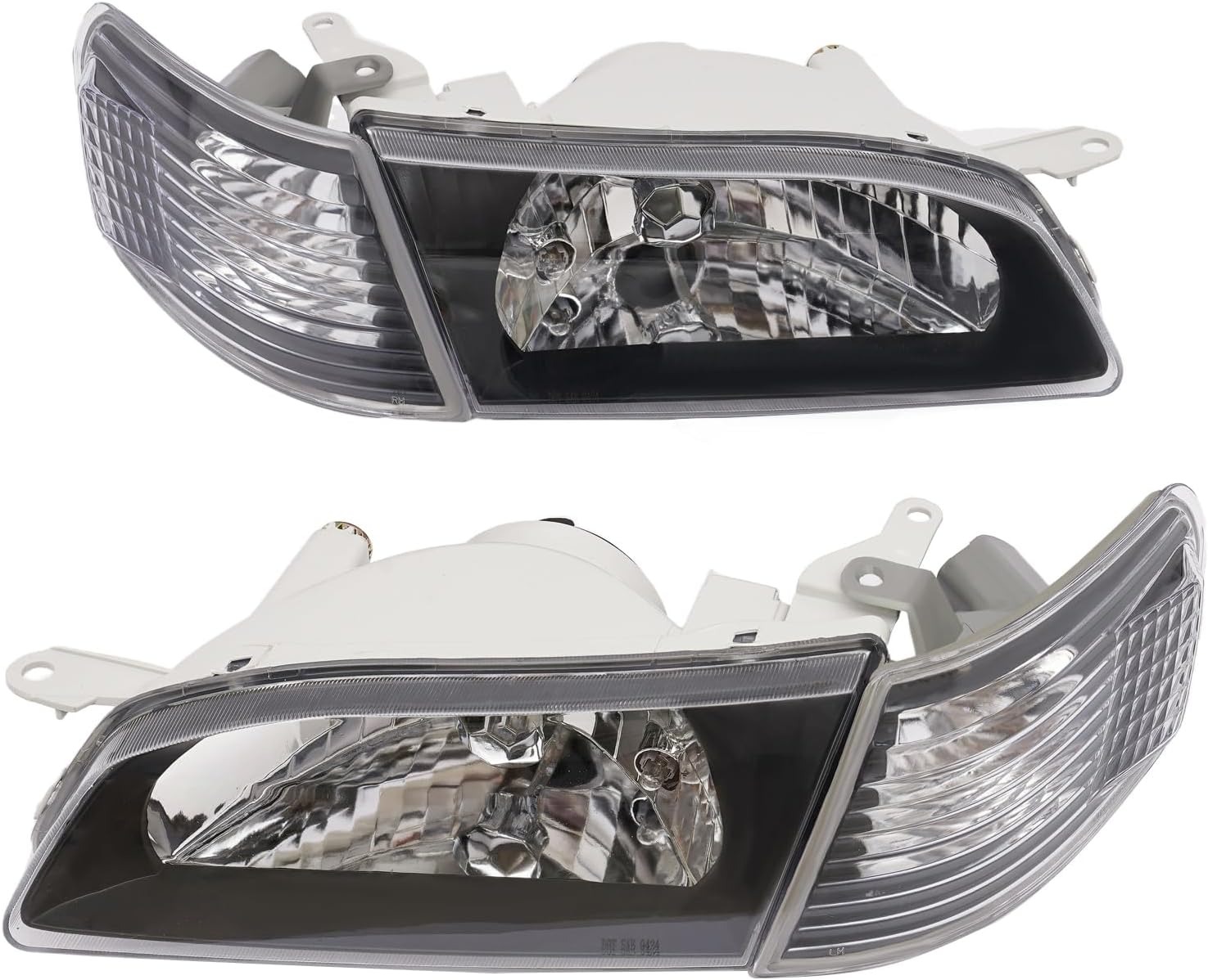 OUTGOO - For 1995 1996 1997 1998 1999 Tercel Halogen Left and Right Side Headlights Headlamps Assembly Replaces 8111016550 8115016550 Black Housing Clear Lens