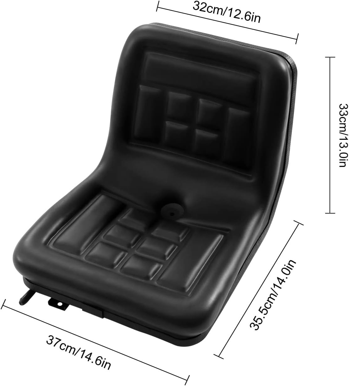 OUTGOO Tractor Seat with Back Rest Compact Narrow Seat Black Tractor Seat with Adjustable Seat with a Drain Hole Universal Tractor Seat Lawn Mower Seat Loader Waterproof Universal Skid Steer Seat