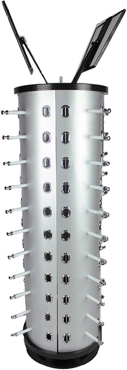 OUTGOO 44 Pairs Eyeglasses Frame Stand, 360 Rotating Sunglasses Rack Eyewear Display Holder with Mirror (Round)