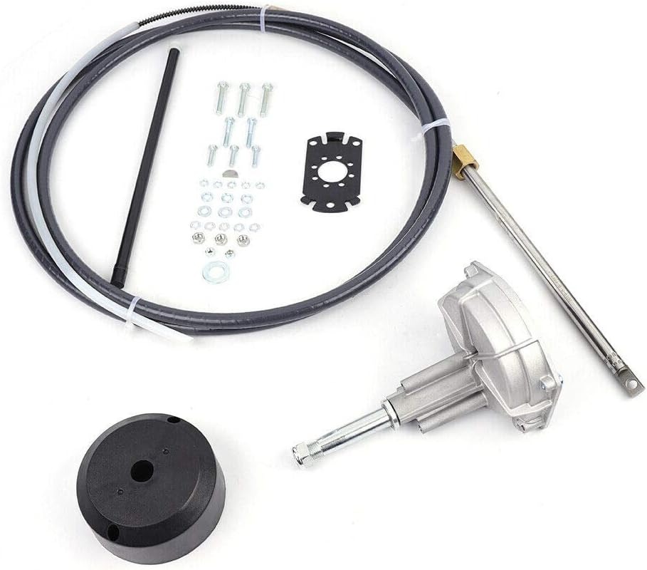 OUTGOO Boat Steering Cable 12' Outboard Rotary Steering Kit 12 Feet Boat Rotary Steering Kit 3/4'' Tapered Shaft for Boat Steering