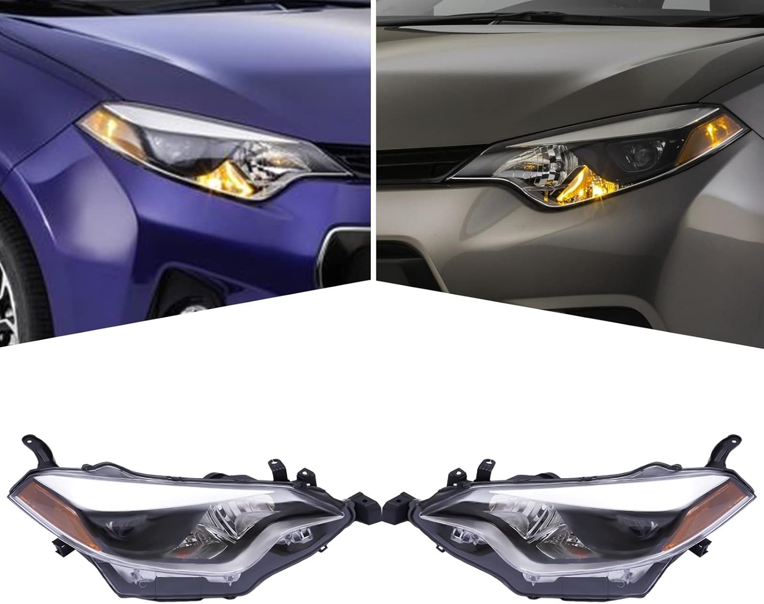 OUTGOO - For 2014 2015 2016 Corolla Built in LED Projector Headlight Headlamp Assembly Replacement Factory Style (Left & Right Side)