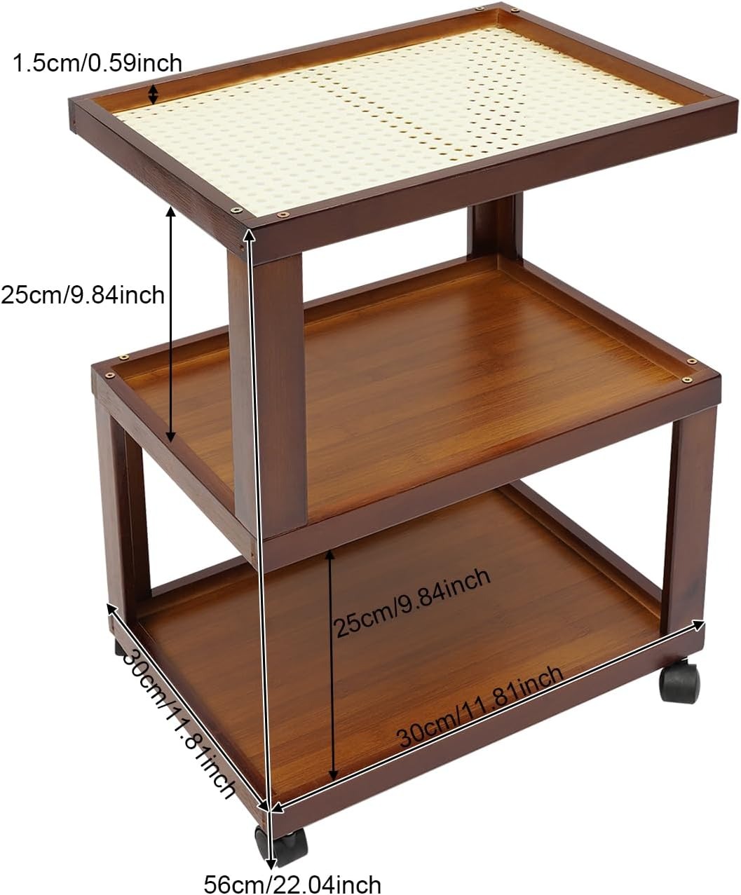 OUTGOO Wooden Narrow Nightstand Bedside Table Bedroom Furniture Bedroom Sofa Coffee Side Table for Office,Dormitory(Brown,11.81 inches Wide)
