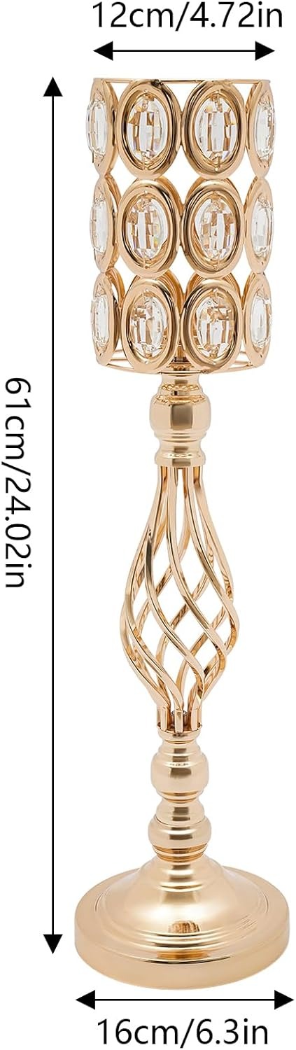 OUTGOO 24 Inch Metal Crystal Wedding Centerpiece Table Decorations, Gold 10Pcs Wedding Flower Vases, Tall Flower Vases for Wedding Reception Table Party Event Hotel Home