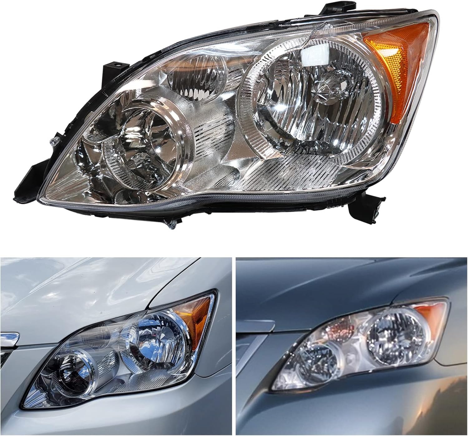 OUTGOO For 2008 2009 2010 Avalon XL XLS HID Headlights Headlamps Replacement Left and Right Side Chrome Housing Clear Lens