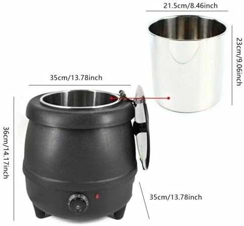 OUTGOO 10L Soup Kettle, 400W PP Shell Commercial Electric Soup Warmer 110V Black Countertop Food Kettle Warmer Restaurant Stainless Steel Pot for Home & Commercial