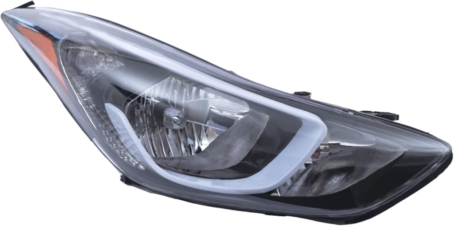 OUTGOO - For 2014 2015 2016 Hyundai Elantra Right Passenger Side Headlight Headlamp Replacement Chrome Housing Clear Lens 92102-3Y500