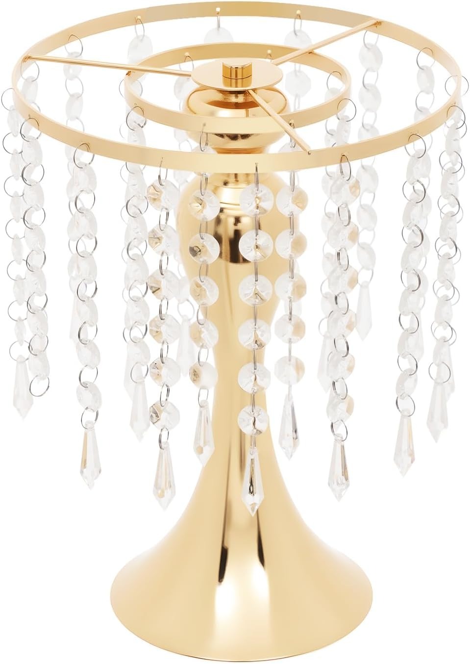 OUTGOO 10 Pcs Gold Vases Wedding Centerpieces Flower Stand Table Decor w/Crystal Beads, 11.2 inches Versatile Metal Flower Stands for Anniversary Celebration/Wedding/Party/Birthday Event