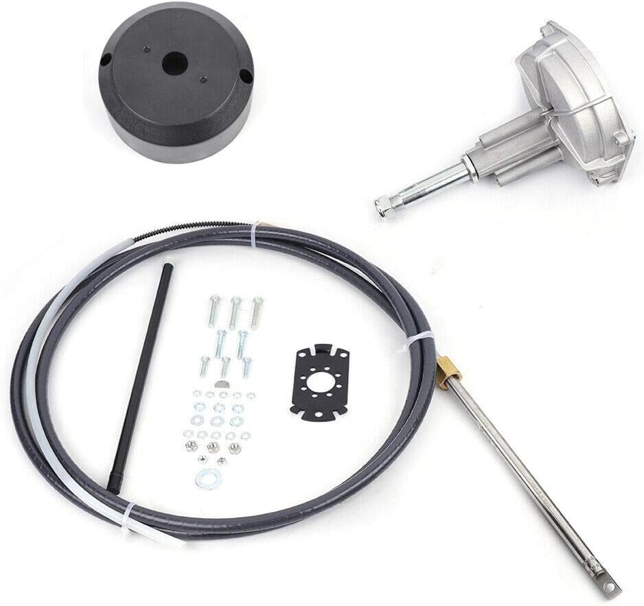 OUTGOO Boat Steering Cable 12' Outboard Rotary Steering Kit 12 Feet Boat Rotary Steering Kit 3/4'' Tapered Shaft for Boat Steering