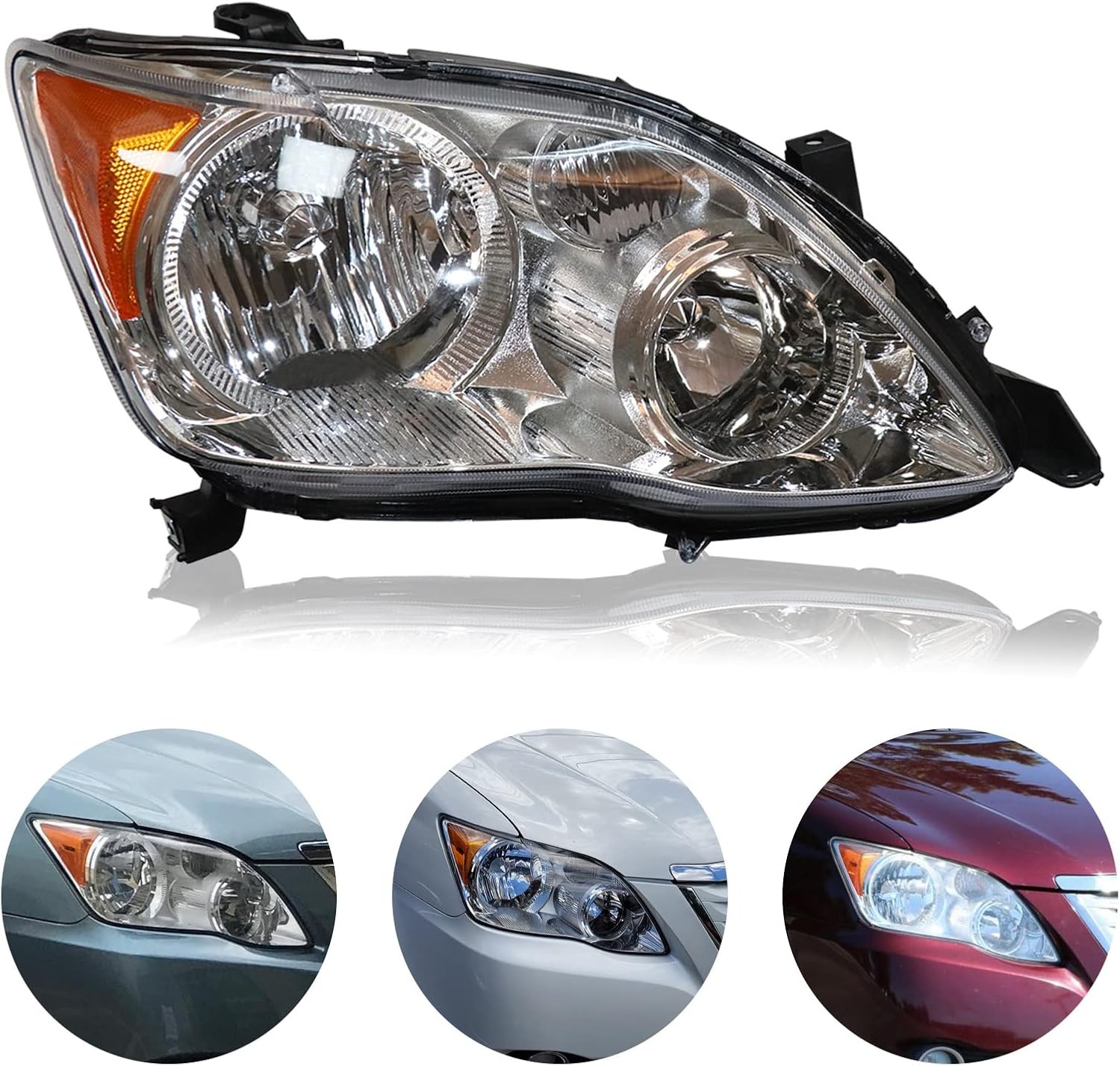 OUTGOO For 2008 2009 2010 Avalon XL XLS HID Headlights Headlamps Replacement Left and Right Side Chrome Housing Clear Lens