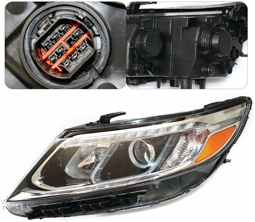 OUTGOO - For 2014 2015 Kia Sorento Ex Sx Halogen Headlight Left Driver Side Headlamp Assembly Replacement Built in LED DRL Factory Style