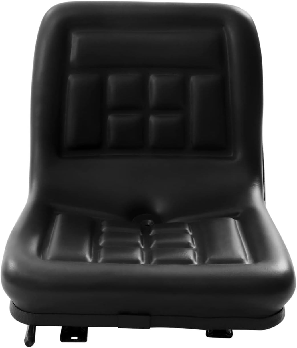 OUTGOO Tractor Seat with Back Rest Compact Narrow Seat Black Tractor Seat with Adjustable Seat with a Drain Hole Universal Tractor Seat Lawn Mower Seat Loader Waterproof Universal Skid Steer Seat