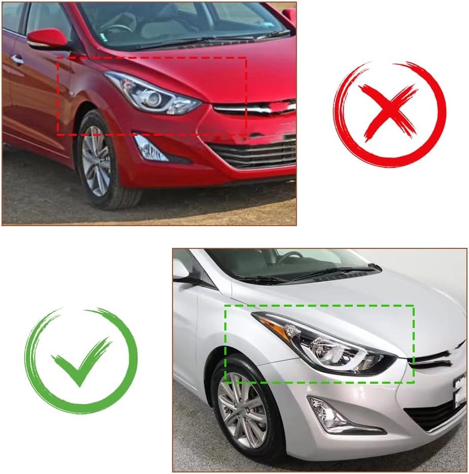 OUTGOO - For 2014 2015 2016 Hyundai Elantra Right Passenger Side Headlight Headlamp Replacement Chrome Housing Clear Lens 92102-3Y500