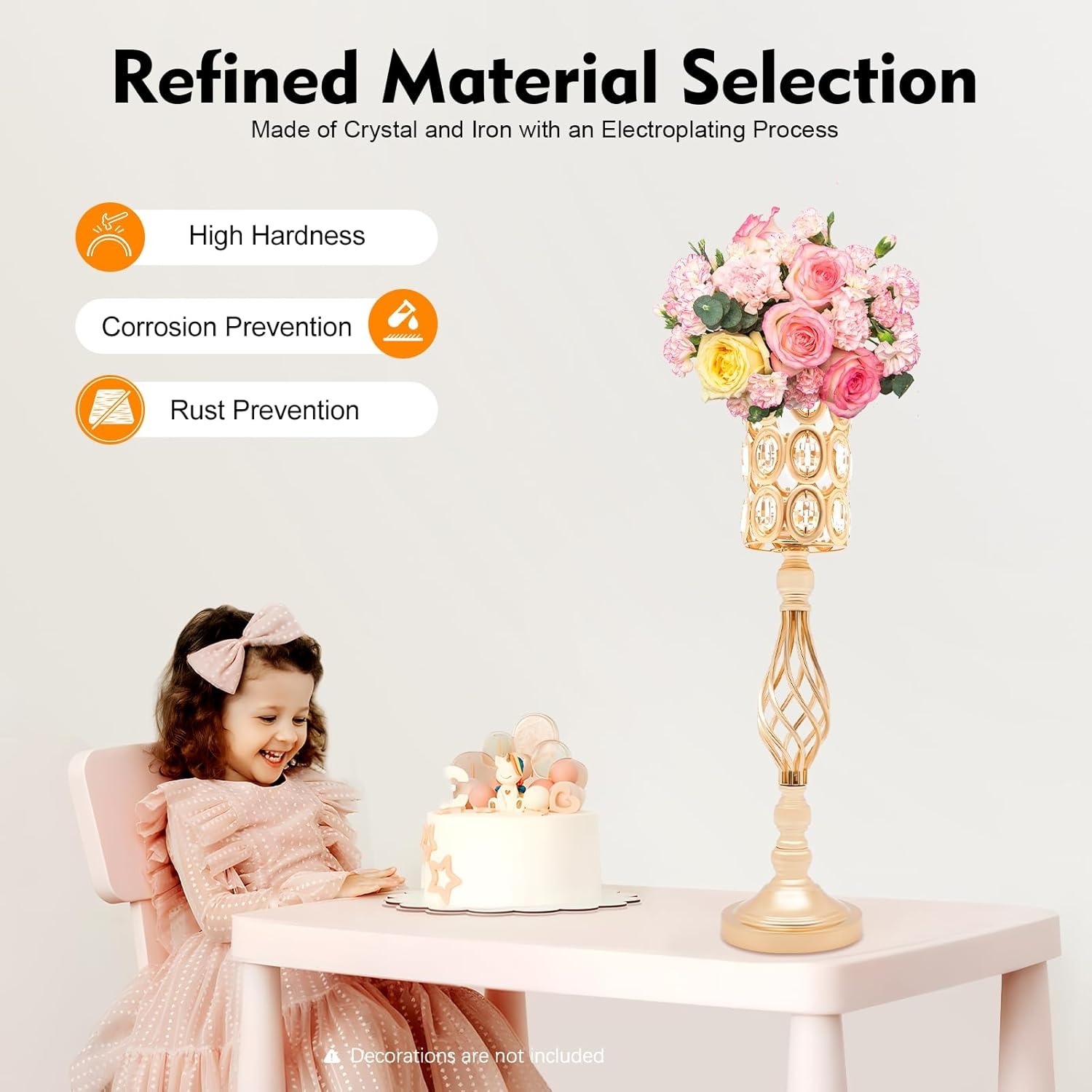 OUTGOO 24 Inch Metal Crystal Wedding Centerpiece Table Decorations, Gold 10Pcs Wedding Flower Vases, Tall Flower Vases for Wedding Reception Table Party Event Hotel Home