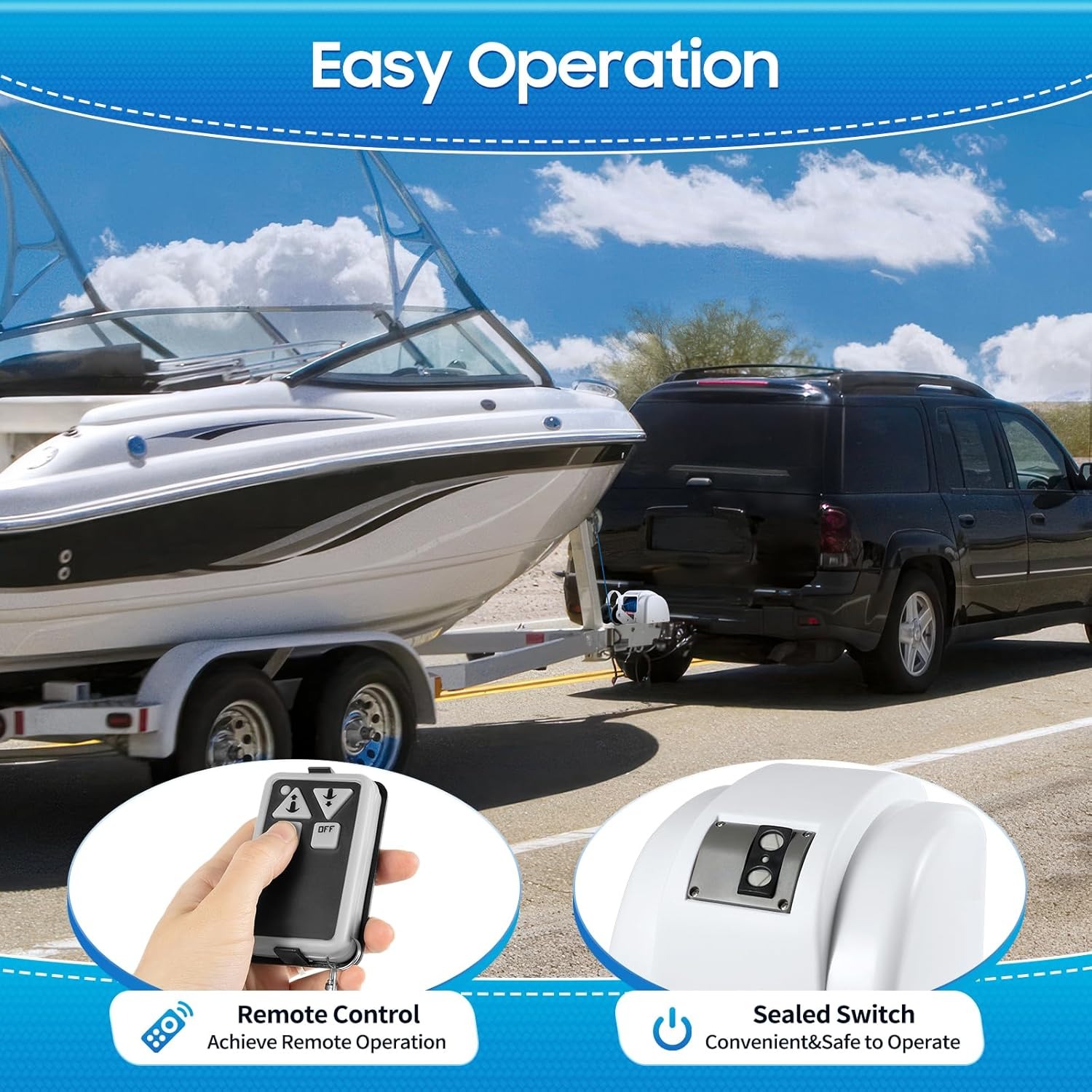 OUTGOO Boat Electric Anchor Winch, Anchors Up to 25/35/45 LBS, 12-Volt DC Boat Anchor Wench with Wireless Remote Control, High-Efficiency Marine Saltwater Anchor Windlass Kit Includes 100-feet Rope