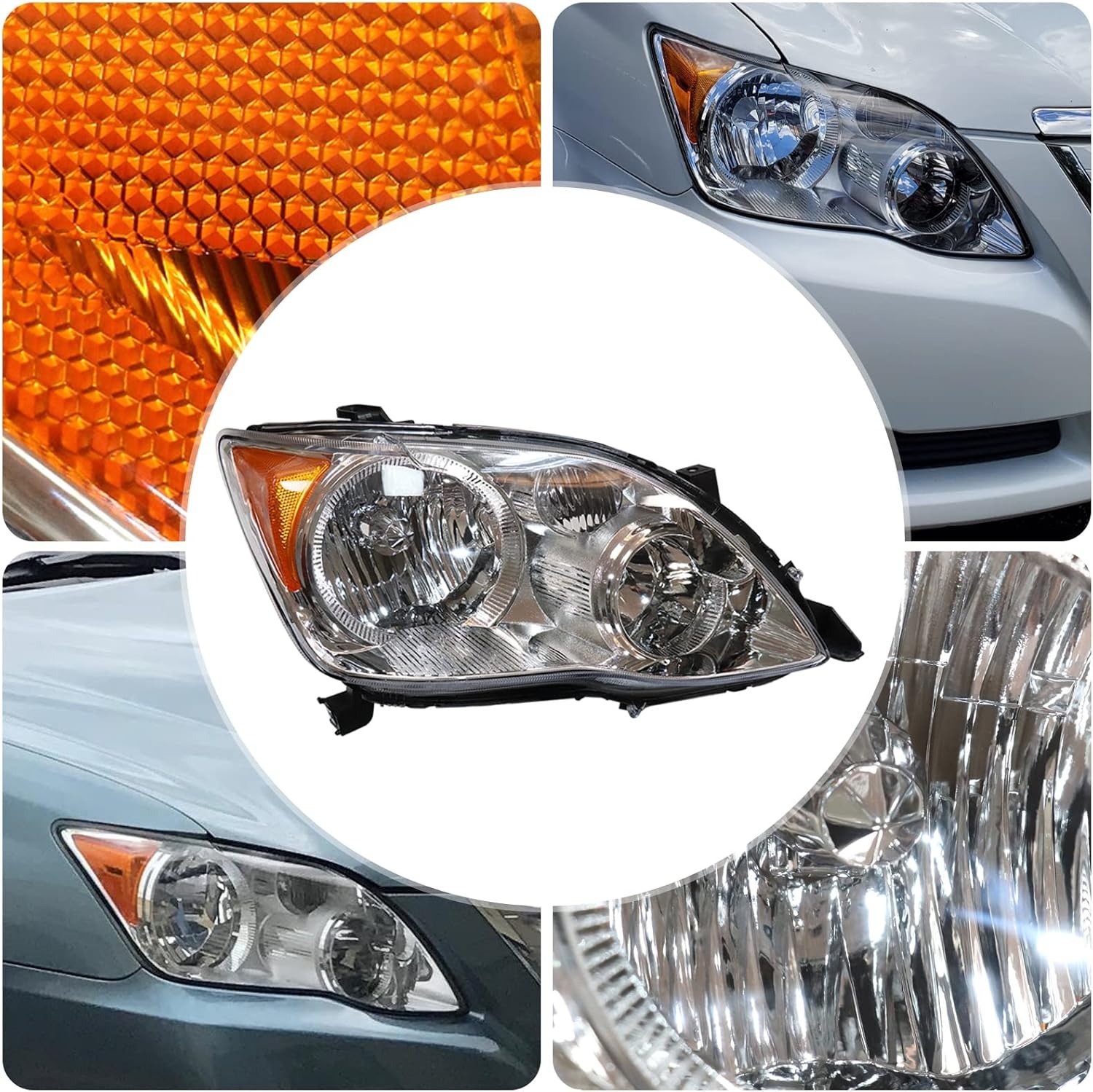 OUTGOO For 2008 2009 2010 Avalon XL XLS HID Headlights Headlamps Replacement Left and Right Side Chrome Housing Clear Lens