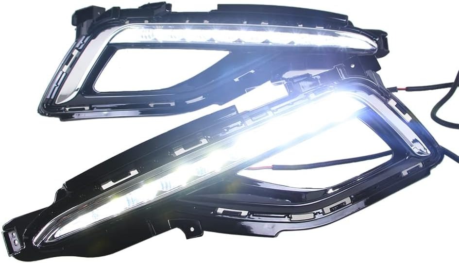 OUTGOO - For 2015-2017 Hyundai Sonata 9th Fog Lamp W/Cover Drl Led Daytime Running Light Left and Right Side 12V