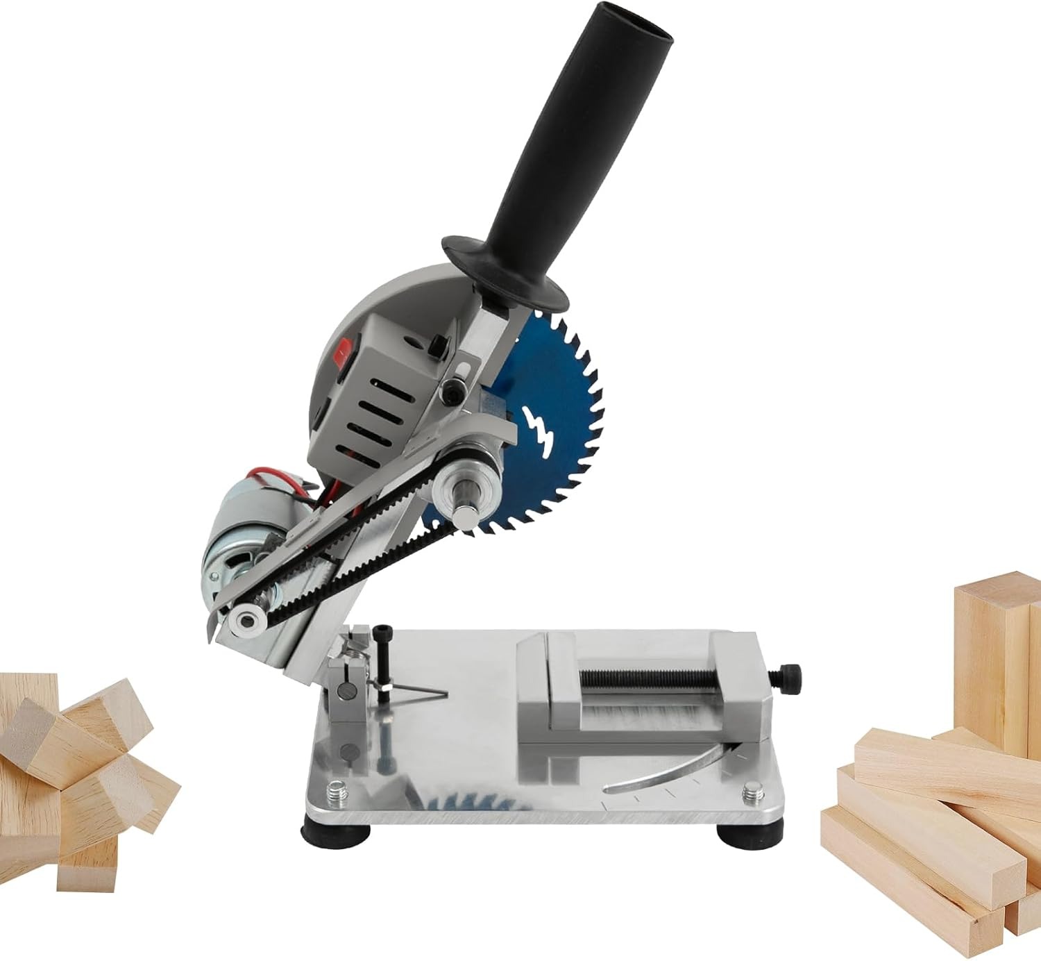 OUTGOO 4" Mini Table Saw, 0-45° Adjustable Multipurpose Portable Tabletop Machine with Protective Cover and Blades, 110V 9000R/Min Miter Saw for Arts Crafts Cutting Wood, Plastic, Metal