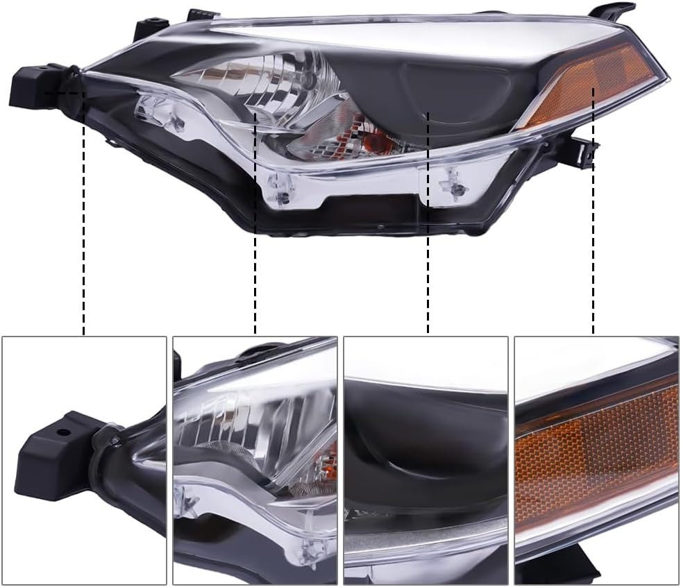 OUTGOO - For 2014 2015 2016 Corolla Built in LED Projector Headlight Headlamp Assembly Replacement Factory Style (Left & Right Side)