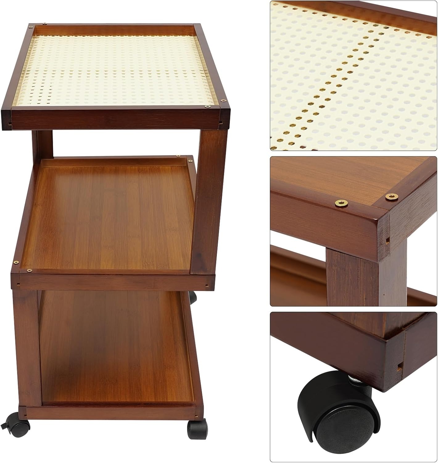 OUTGOO Wooden Narrow Nightstand Bedside Table Bedroom Furniture Bedroom Sofa Coffee Side Table for Office,Dormitory(Brown,11.81 inches Wide)