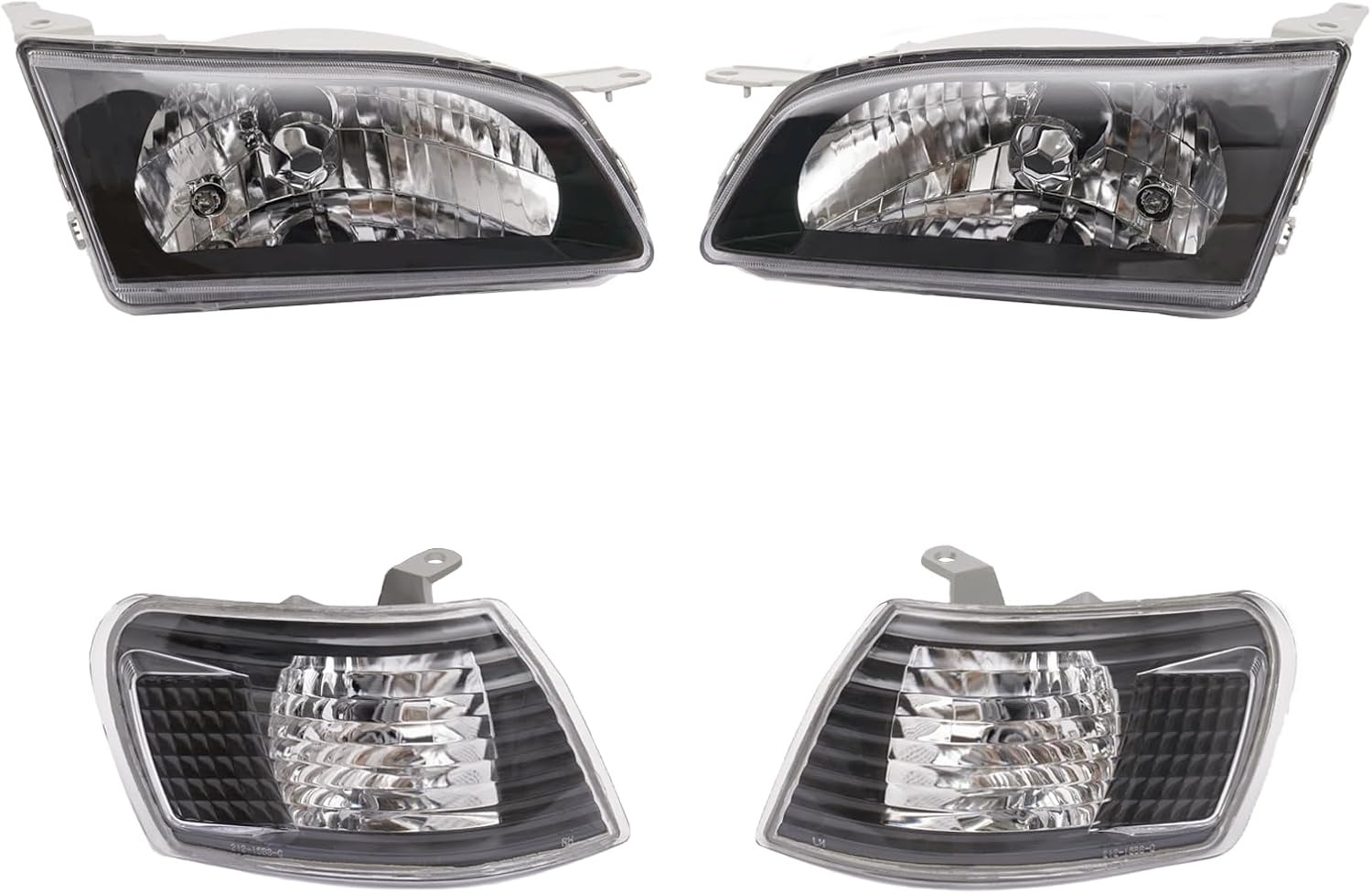 OUTGOO - For 1995 1996 1997 1998 1999 Tercel Halogen Left and Right Side Headlights Headlamps Assembly Replaces 8111016550 8115016550 Black Housing Clear Lens