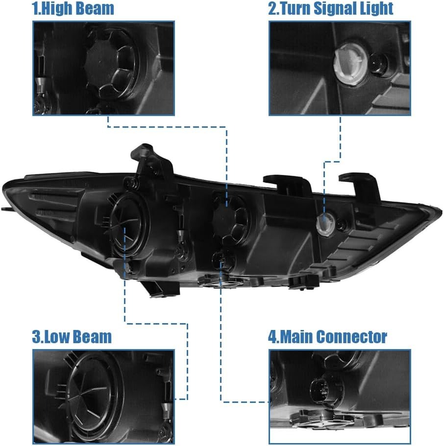 OUTGOO - For 2017 2018 Hyundai Elantra Halogen Headlights Headlamps Assembly Replacement Left and Right Side Black Housing Clear Lens