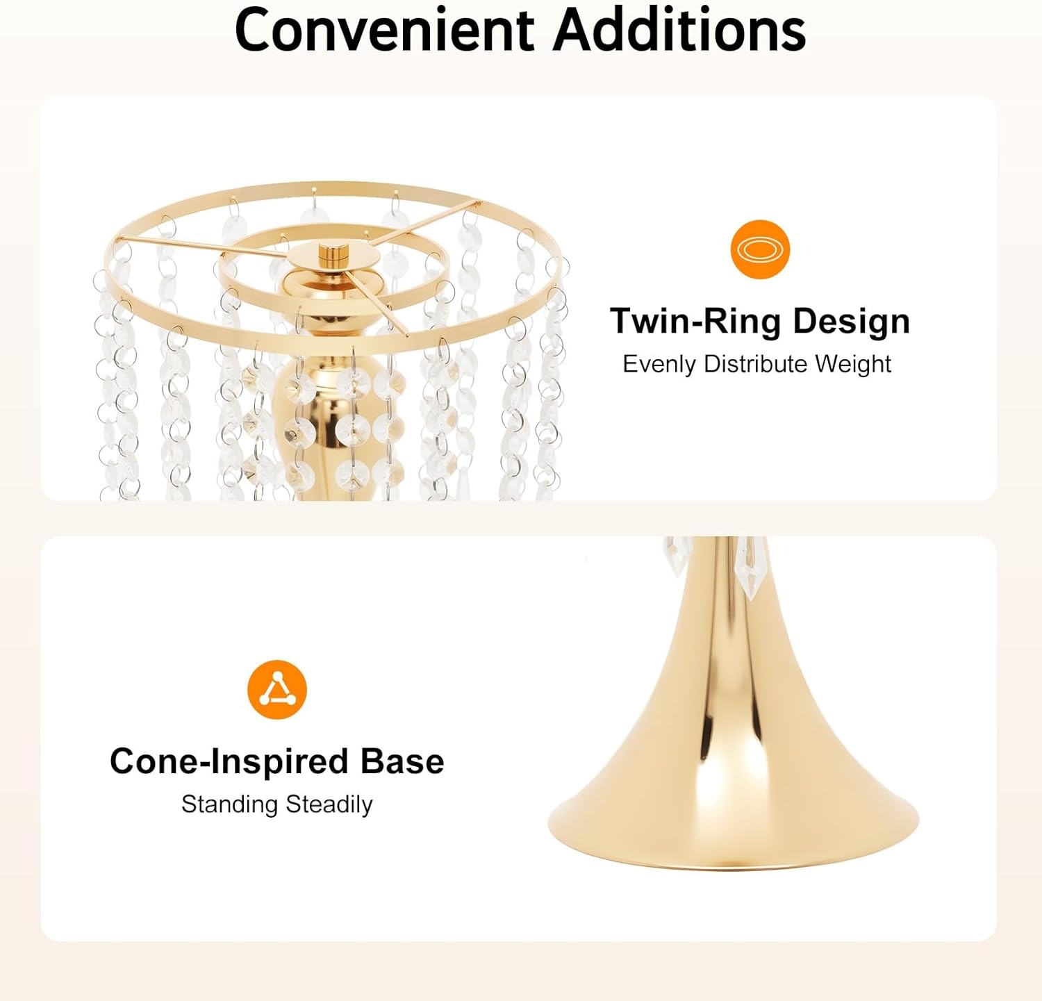 OUTGOO 10 Pcs Gold Vases Wedding Centerpieces Flower Stand Table Decor w/Crystal Beads, 11.2 inches Versatile Metal Flower Stands for Anniversary Celebration/Wedding/Party/Birthday Event