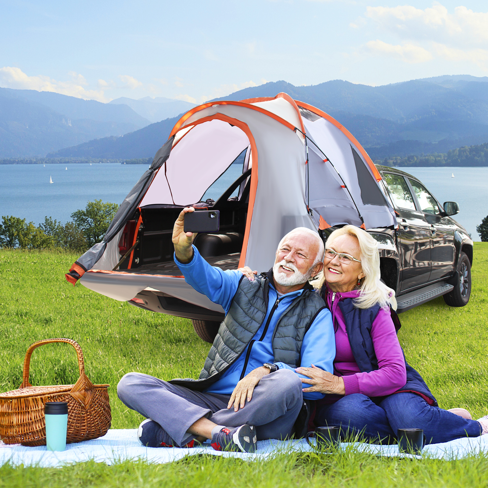 OUTGOO 2 Person Portable Pickup Tent with Carry Bag for Home, Patio, Outdoor and Everyday Use