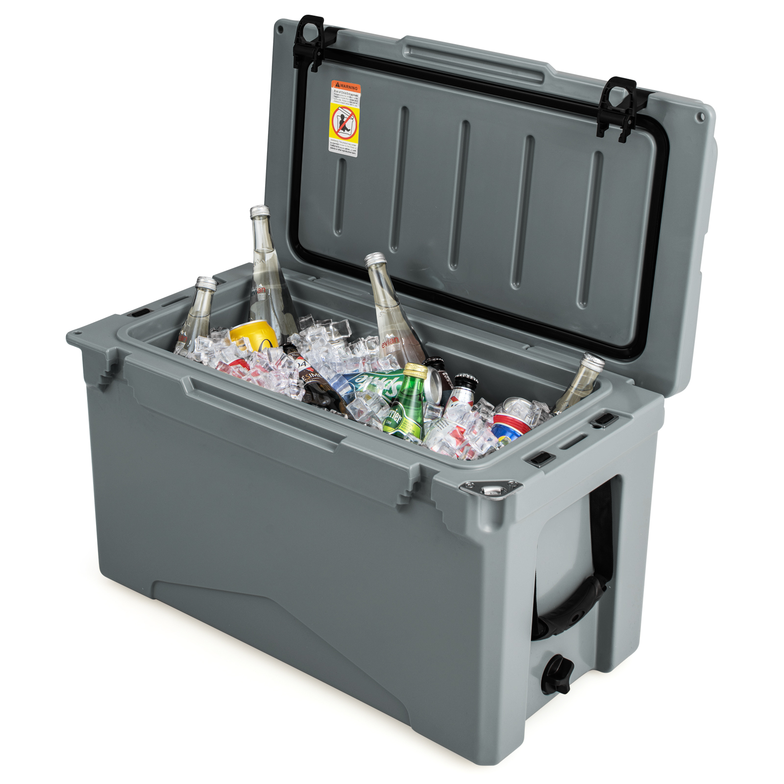 OUTGOO 50 QT Rotomolded Cooler Insulated Portable Ice Chest with Integrated Cup Holders