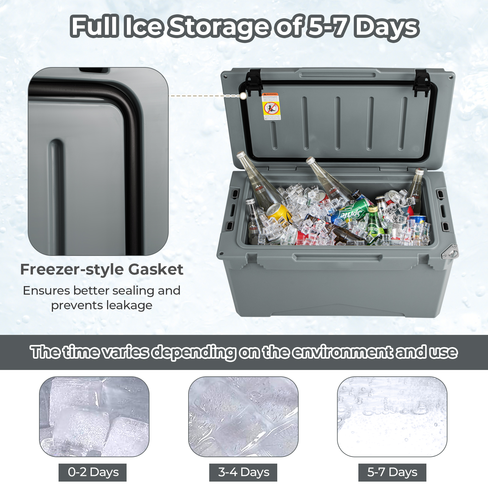 OUTGOO 50 QT Rotomolded Cooler Insulated Portable Ice Chest with Integrated Cup Holders