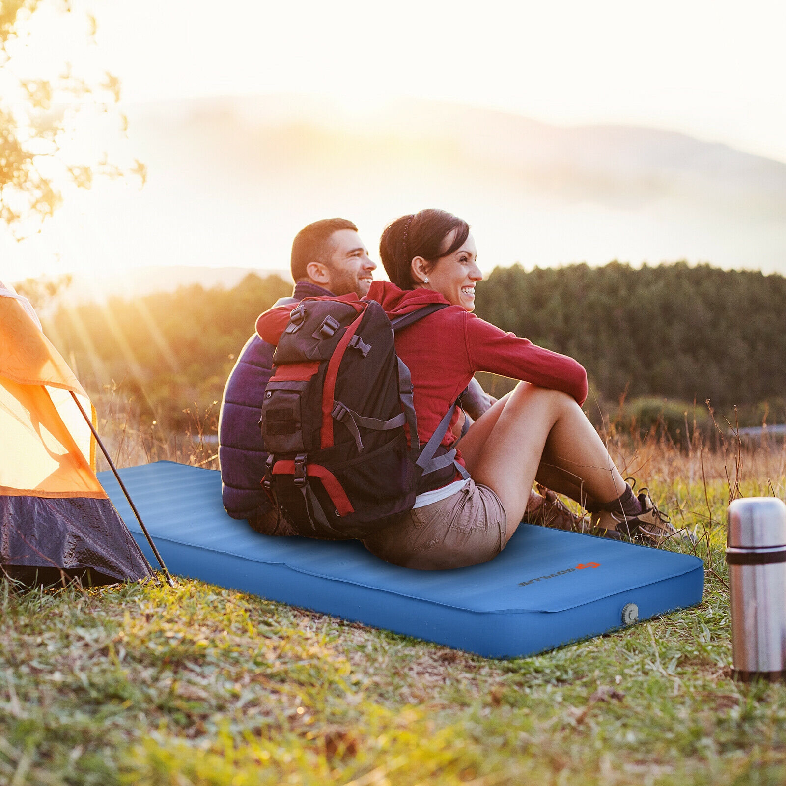 OUTGOO Self Inflating Folding Camping Sleeping Mattress with Carrying Bag for Home, Patio, Outdoor and Everyday Use