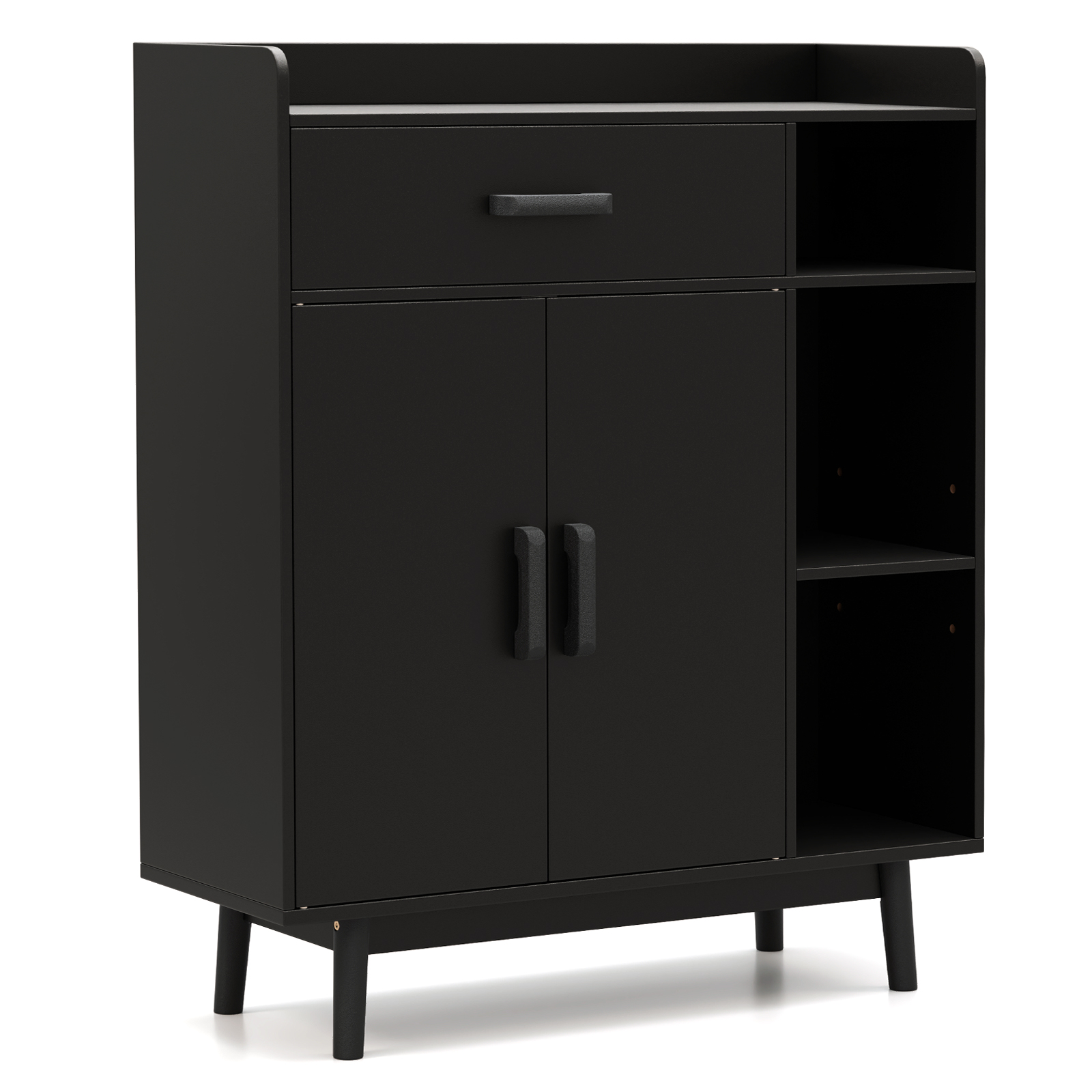 OUTGOO Floor Storage Cabinet Free Standing Cupboard Chest with 1 Drawer for Home, Patio, Outdoor and Everyday Use