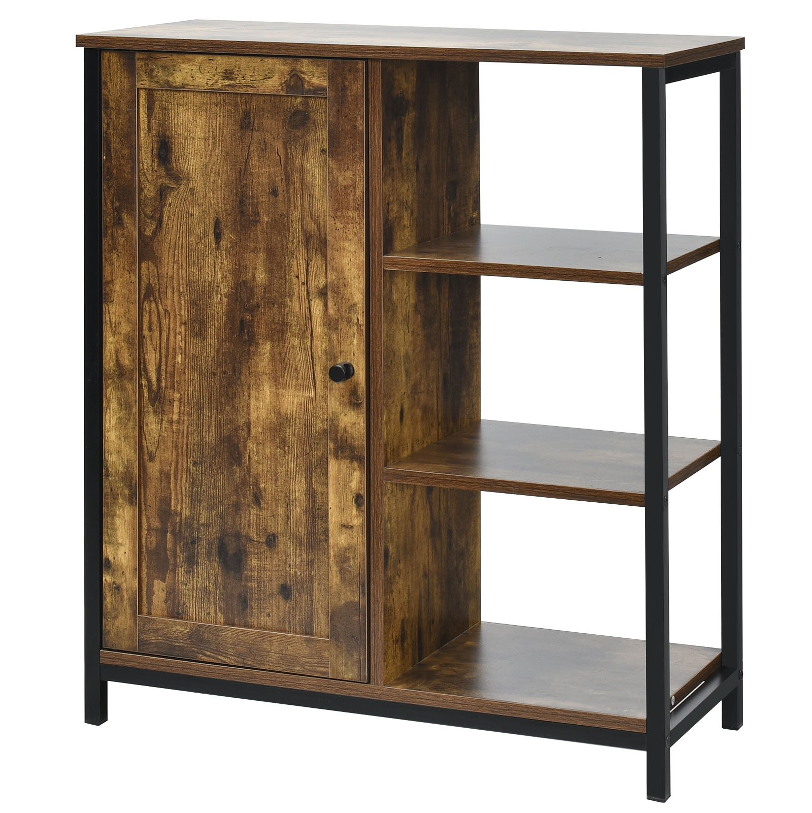 OUTGOO Multipurpose Freestanding Storage Cabinet with 3 Open Shelves and Doors