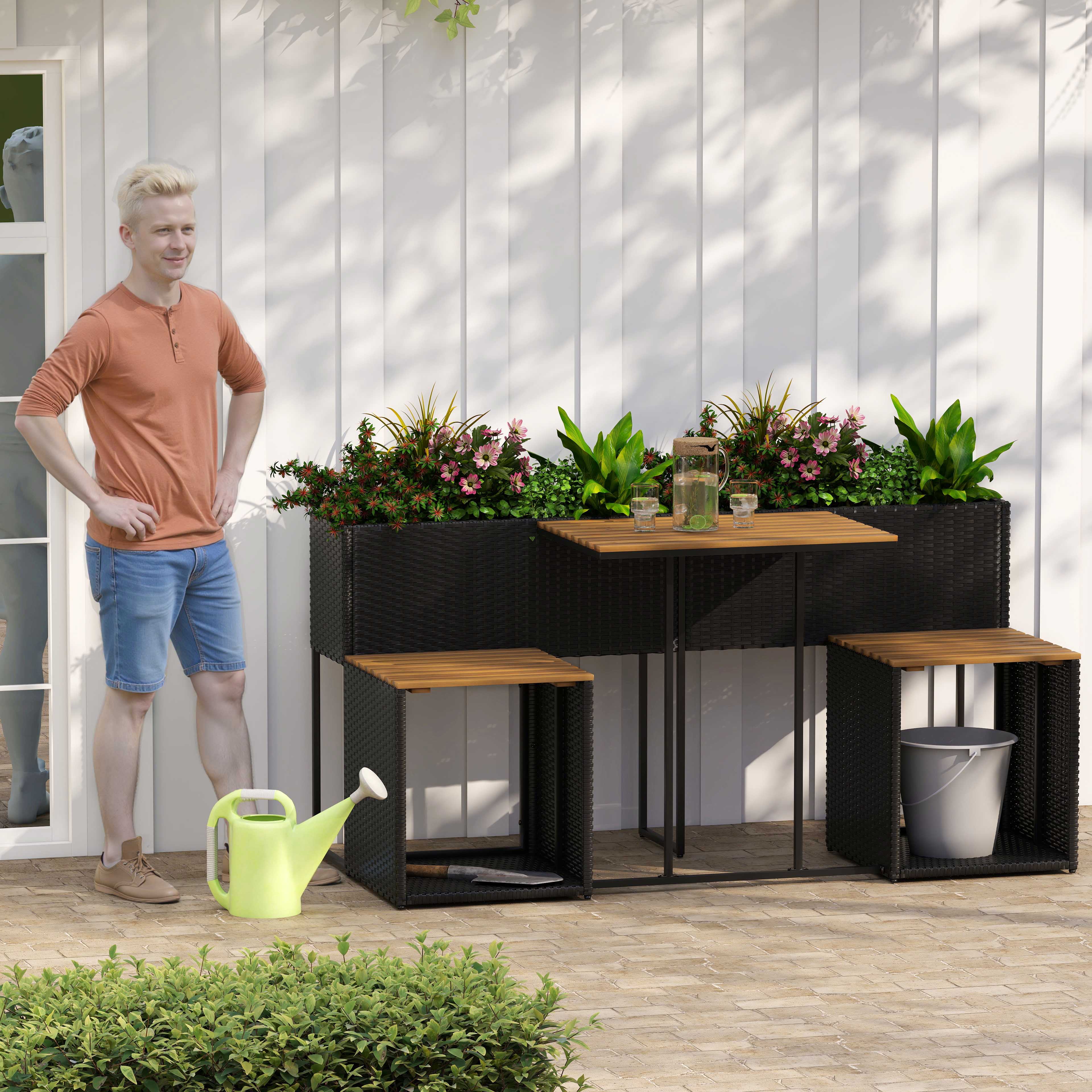 OUTGOO Patio Furniture Set with Raised Garden Bed for Porch and Yard for Home, Patio, Outdoor and Everyday Use
