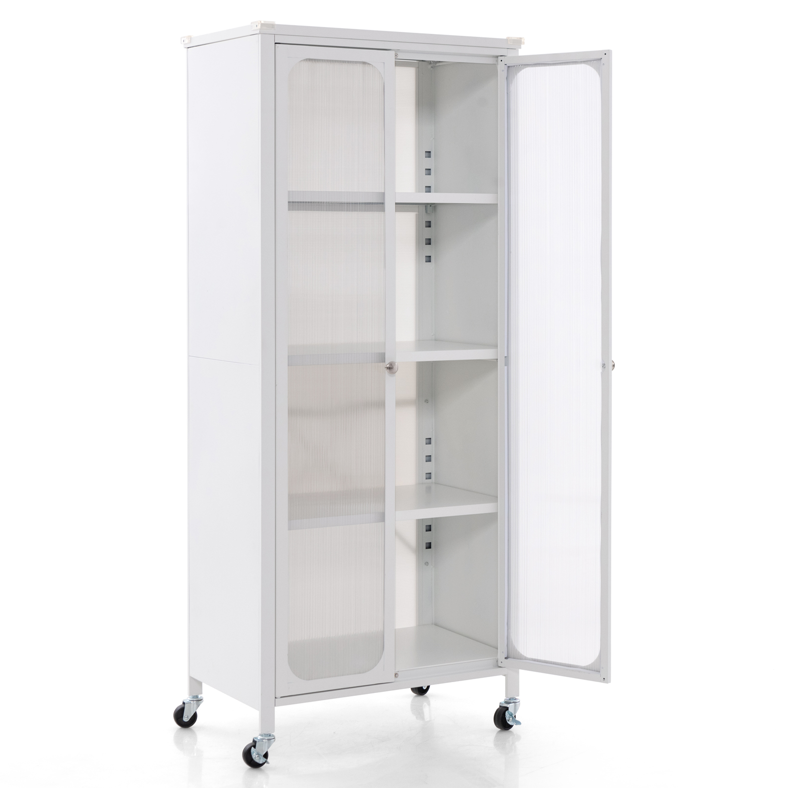 OUTGOO Storage Cabinet with Wheels and Adjustable Shelves for Home, Patio, Outdoor and Everyday Use